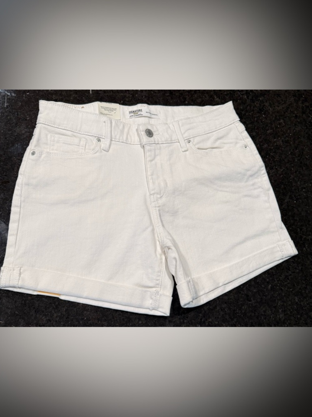 Signature by Levi Strauss White Cuffed Denim Shorts